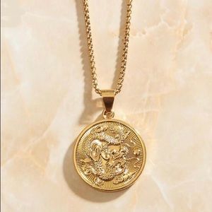 Brand new 18K gold plated dragon coin chain
